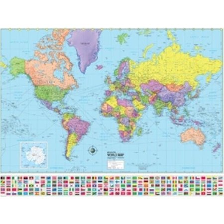 UNIVERSAL MAP GROUP LLC Universal Map 29183 Advanced Political World Laminated - Rolled Map 48 x 36 in. 29183